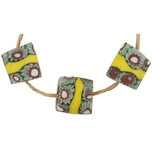 Old African trade beads banded Millefiori Venetian glass beads Murano mosaic - Tribalgh