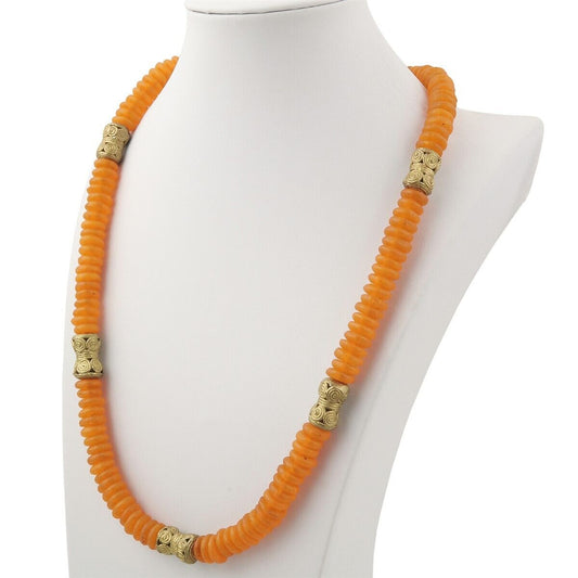 Handmade jewelry recycled glass beads brass African necklace - Tribalgh