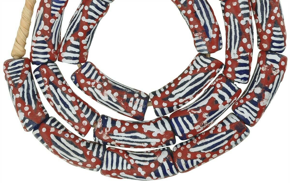 African beads recycled powder glass Ghana ethnic necklace handmade - Tribalgh