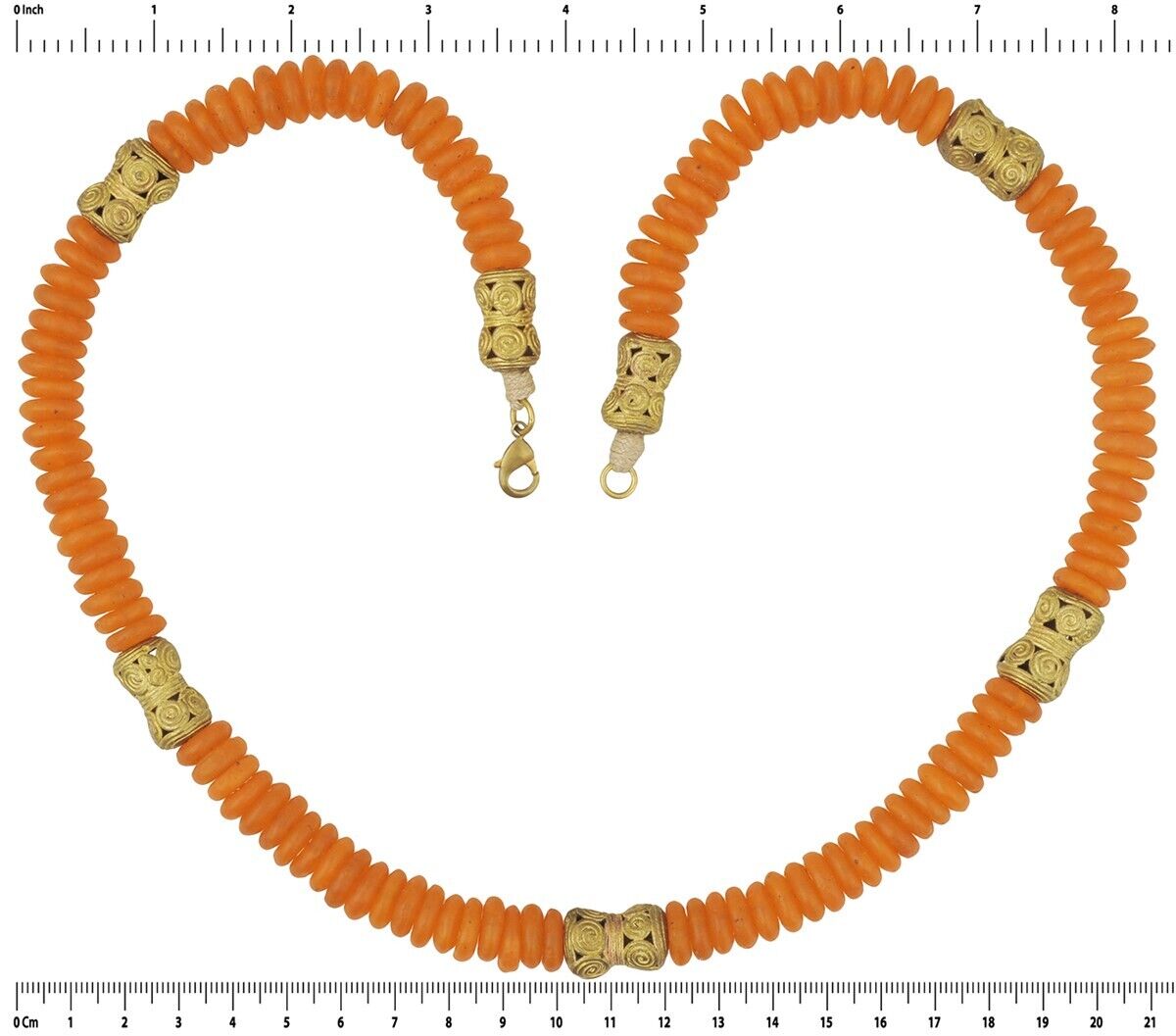 Collana africana in ottone con perle di vetro riciclato gioielli fatti a mano - Tribalgh