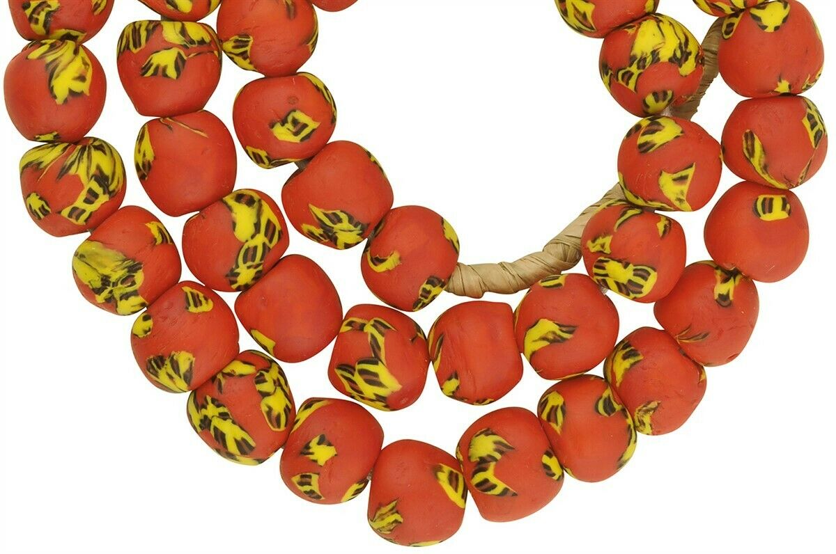 Recycled African beads fused glass handmade tumbled necklace Ghana - Tribalgh