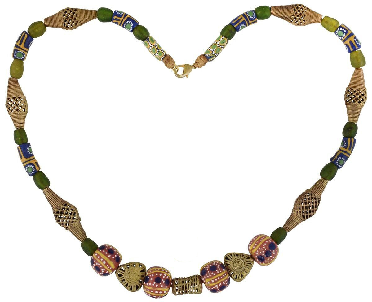 Handmade brass glass beads from Ghana Ashanti African necklace - Tribalgh