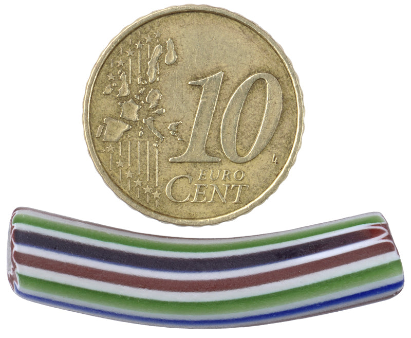 Seltene alte gestreifte 4-lagige Ellbogen Chevron Venezianische Glasperle African Trade SB-26284
