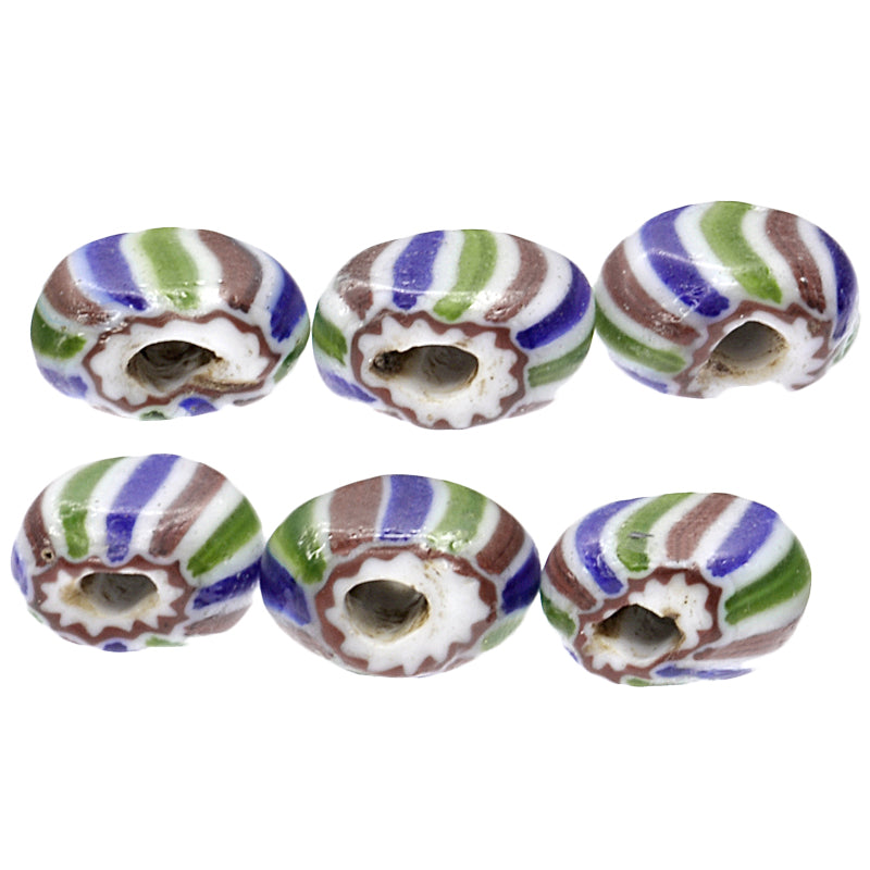 Rare Tabular Striped 4-Layer Chevron Beads - Antique 8-9Mm