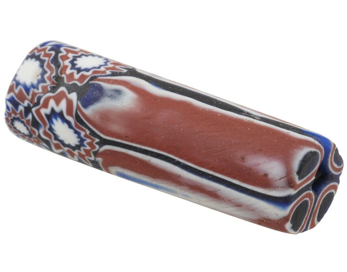 Seltene afrikanische Handelsperle, antikes Millefiori, venezianisches Glas, Murano-Mosaik, groß – Tribalgh