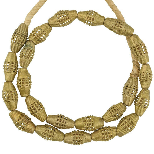 Perline in ottone fatte a mano Asante bronzo gioielli tribali africani Ghana - Tribalgh