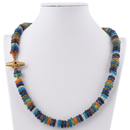 Glasperlen Messing Handgefertigte Halskette Afrikanischer Ethno-Schmuck - Tribalgh