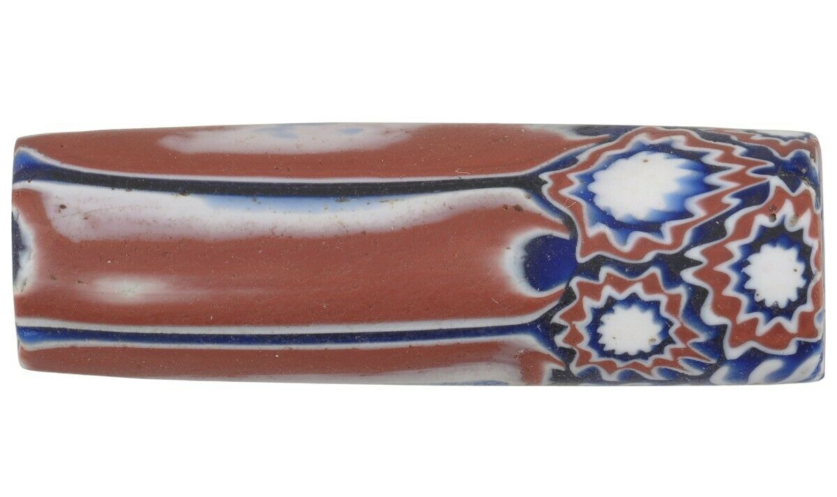 Seltene afrikanische Handelsperle, antikes Millefiori, venezianisches Glas, Murano-Mosaik, groß – Tribalgh