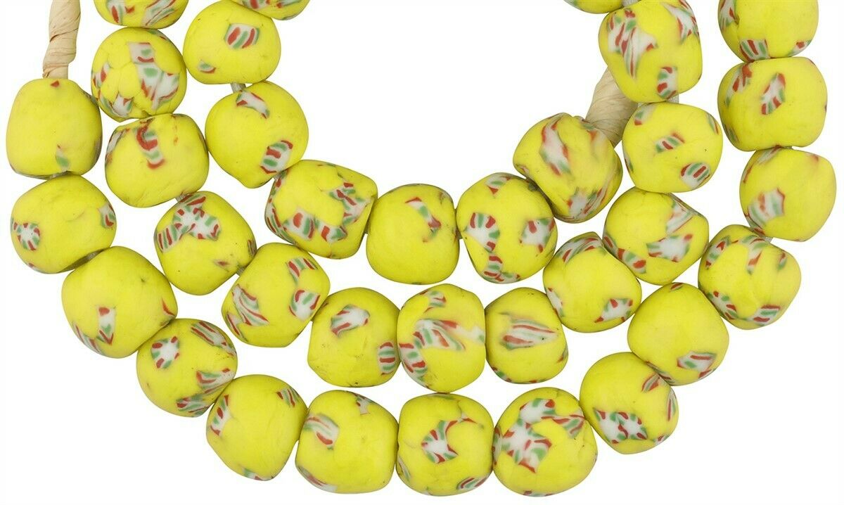 African recycled Beads fused glass African handmade Ghana tumbled - Tribalgh