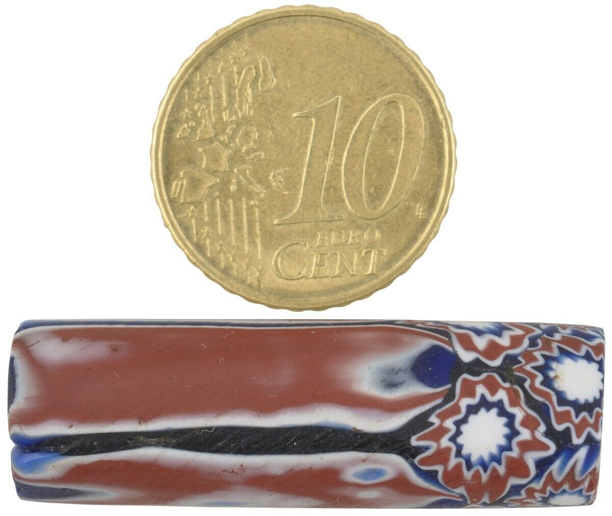 Seltene afrikanische Handelsperle, antikes Millefiori, venezianisches Glas, Murano-Mosaik, groß – Tribalgh