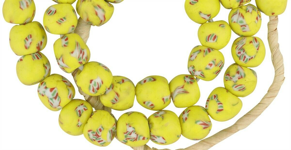 African recycled Beads fused glass African handmade Ghana tumbled - Tribalgh