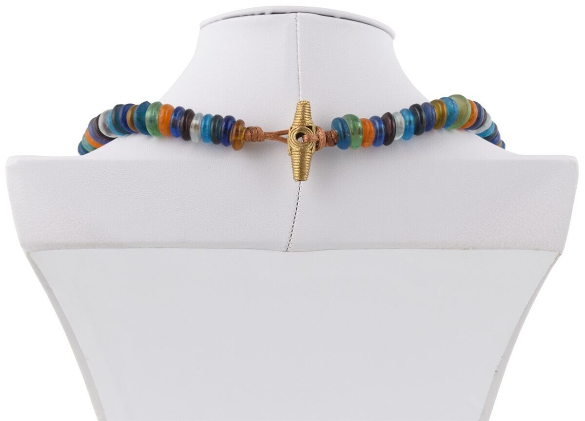 Glasperlen Messing Handgefertigte Halskette Afrikanischer Ethno-Schmuck - Tribalgh