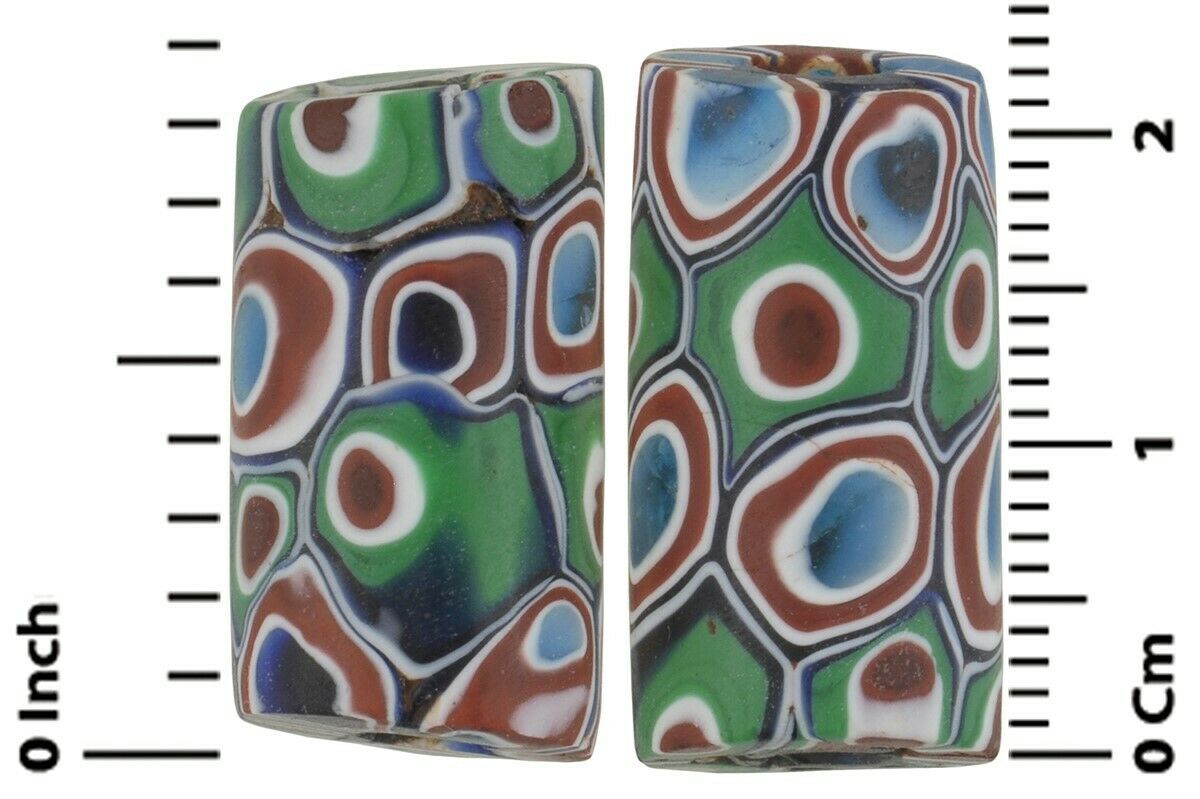 Antique Millefiori Beads Venetian Murano Mosaic Glass African Trade - alternate view