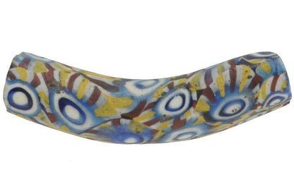 Rare African trade bead old tabular elbow Millefiori Venetian mosaic glass bead - Tribalgh
