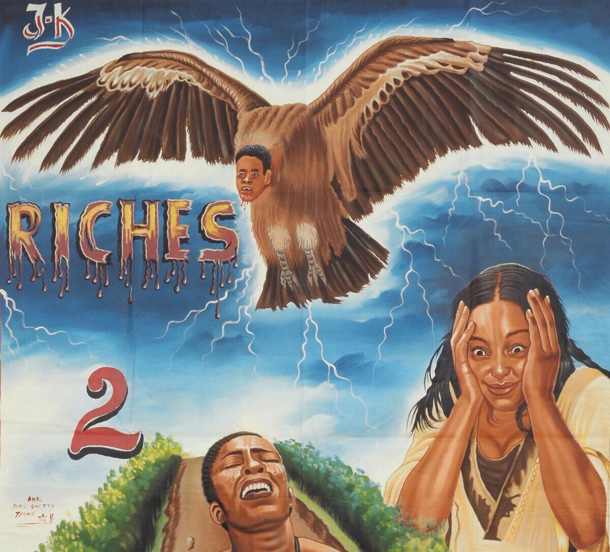 Ghana Filmplakat Afrikanisches Ölgemälde Kino Volkskunst handgemalt Riches 2 - Tribalgh
