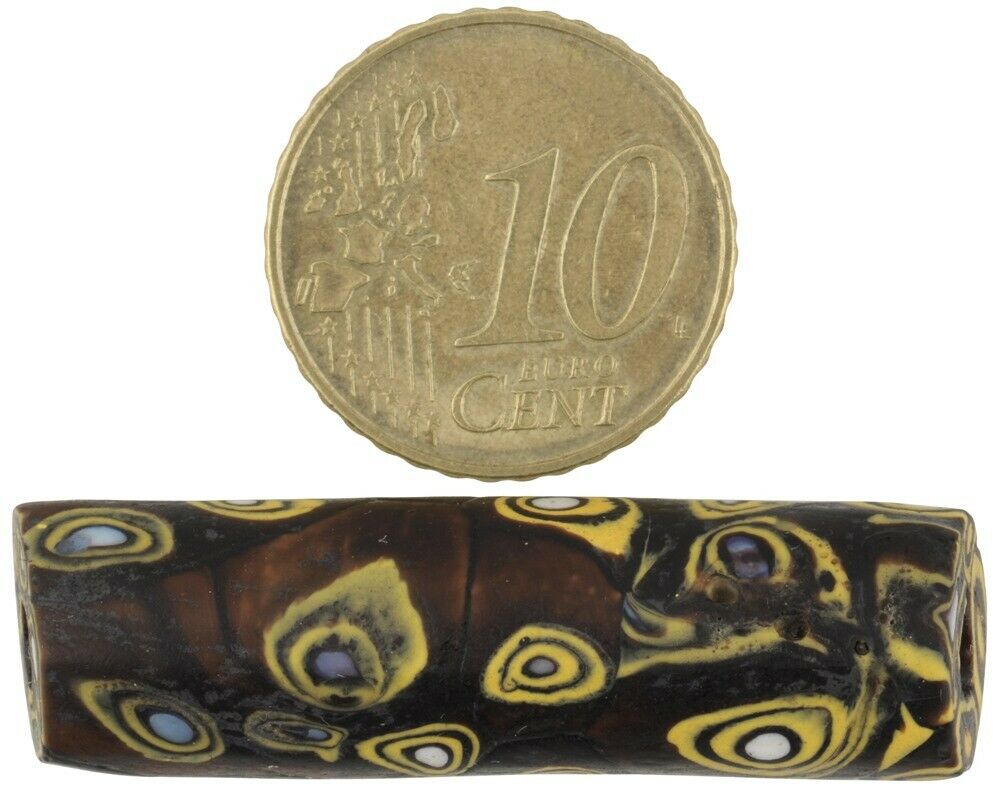 African trade antique bead Venetian millefiori glass old large Murano mosaic - Tribalgh