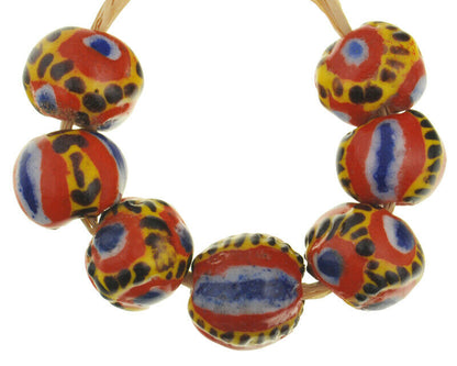 Perle di commercio di vetro africano rotonde nuove perline fatte a mano Kiffa policrome Mauritania - Tribalgh
