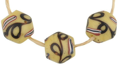 African Trade Beads Old Yellow King Venetian Glass Beads Bicone Lampwork Rare