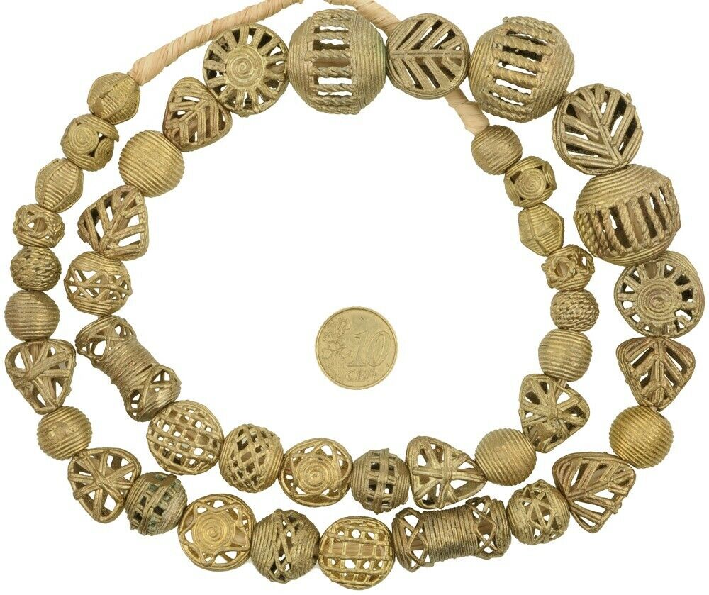 Mix brass beads Ghana African bronze trade beads Ashanti Asante Akan lost wax - Tribalgh