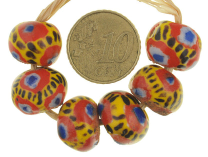 New African glass trade beads large Kiffa beads polychrome handmade Mauritania - Tribalgh