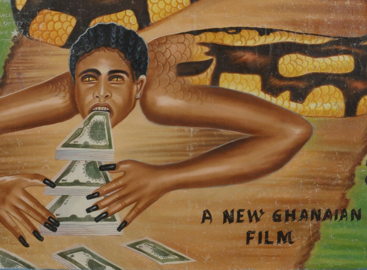 Αφίσα κινηματογράφου Αφρικανικής μοντέρνας τέχνης της Γκάνας ζωγραφισμένος στο χέρι καμβάς SESCOCASH - Tribalgh