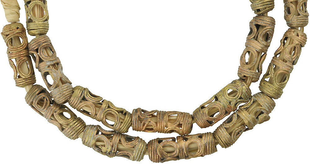 African brass trade beads handmade lost wax bronze casting Ashanti Asante tribal - Tribalgh