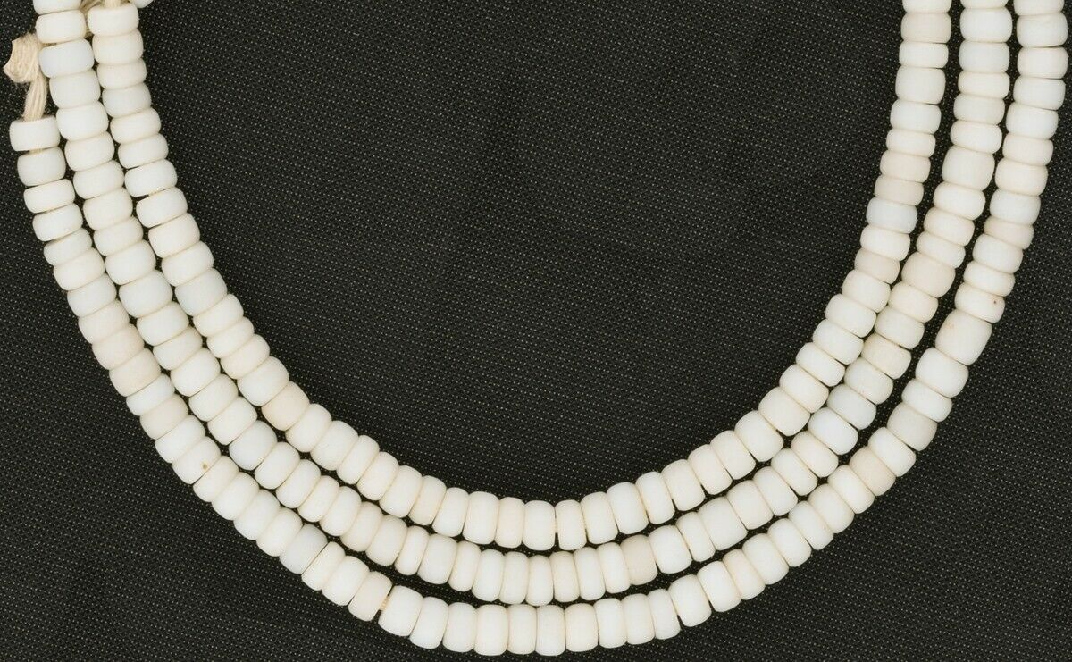 Old African trade Venetian glass beads tiny seed white tribal ethnic necklace - Tribalgh