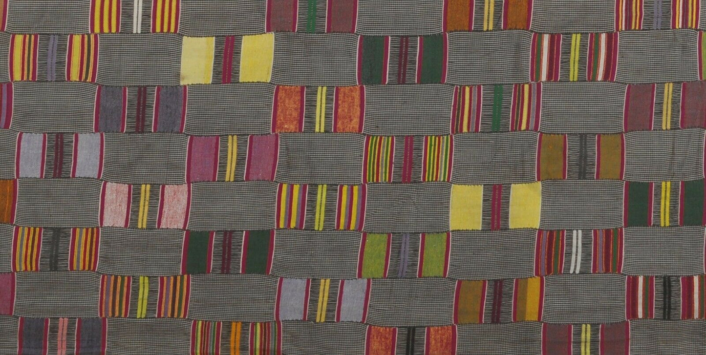 Altes handgewebtes Kente African Ewe Ghana Tuch Textilkunst Dekoration Perlhuhn - Tribalgh
