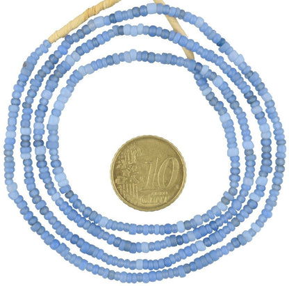 Old Venetian Blue Tiny Seed Glass Trade Beads – 2‑3 mm Strand