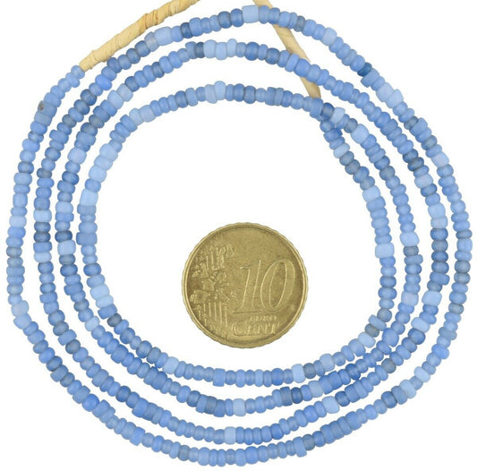 Old Venetian Blue Tiny Seed Glass Trade Beads – 2‑3 mm Strand