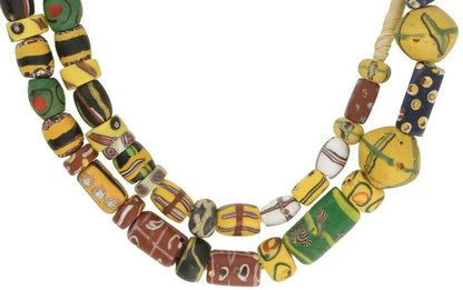Old African trade beads mix Venetian glass beads fancy millefiori eye King beads - Tribalgh