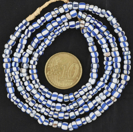 Rare Old Venetian Blue‑Core Tiny Seed Bead Strand 3‑4 mm