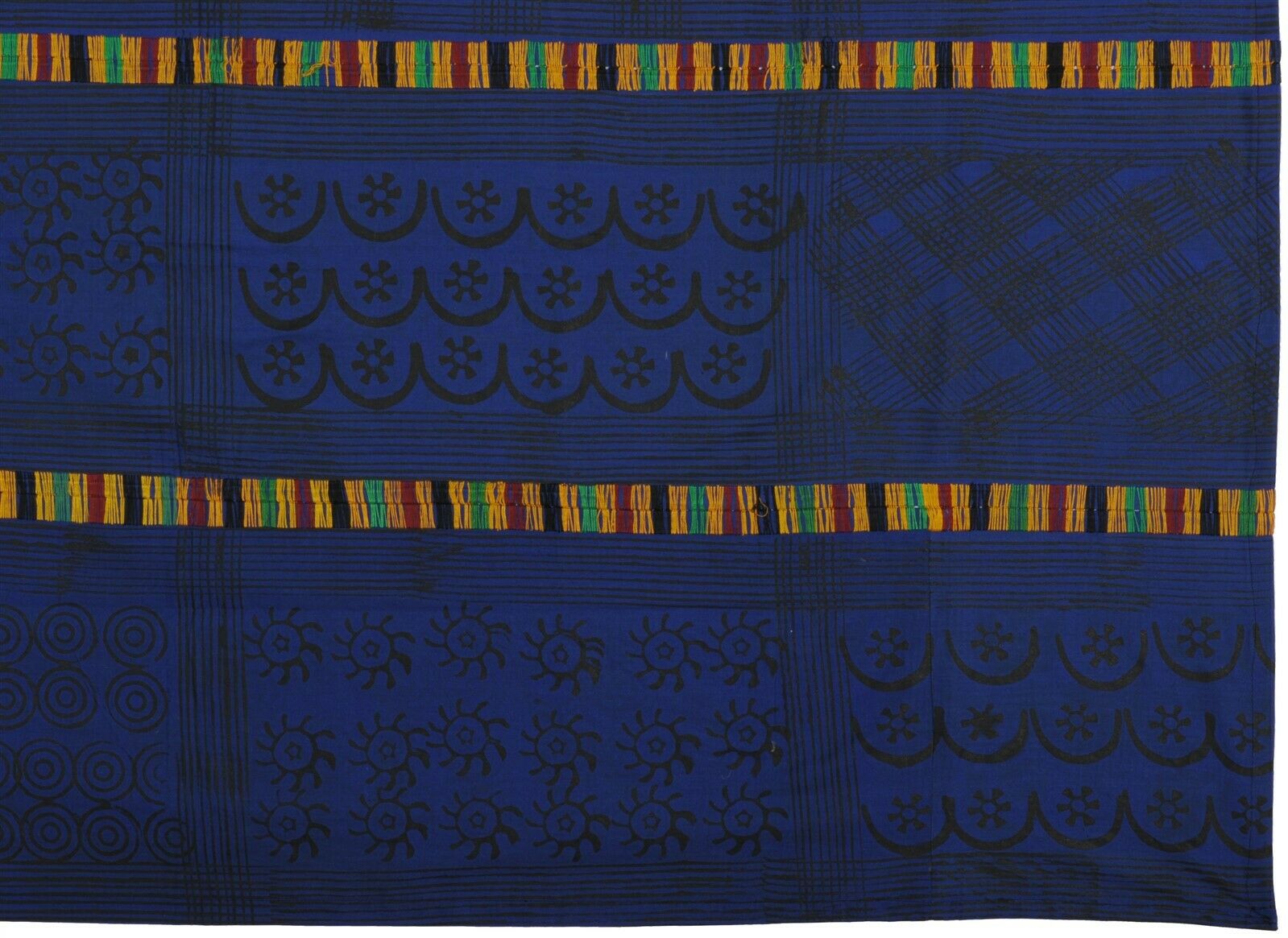 Adinkra Cloth Ghana Ashanti African Art Fabric Hand Stamped West Africa - close-up