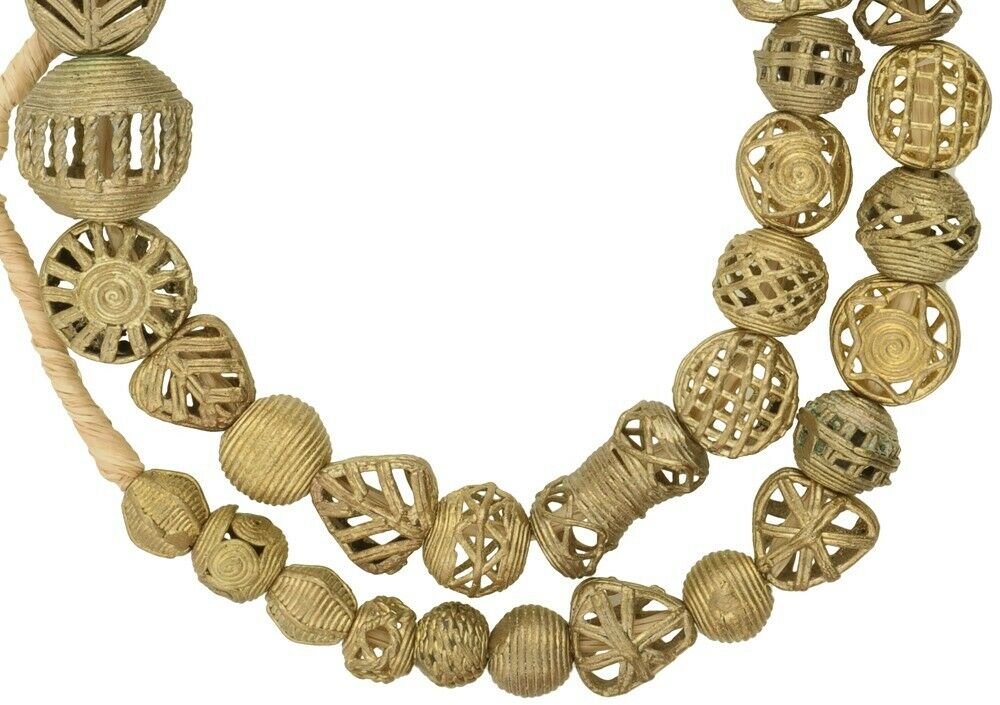 Mix brass beads Ghana African bronze trade beads Ashanti Asante Akan lost wax - Tribalgh