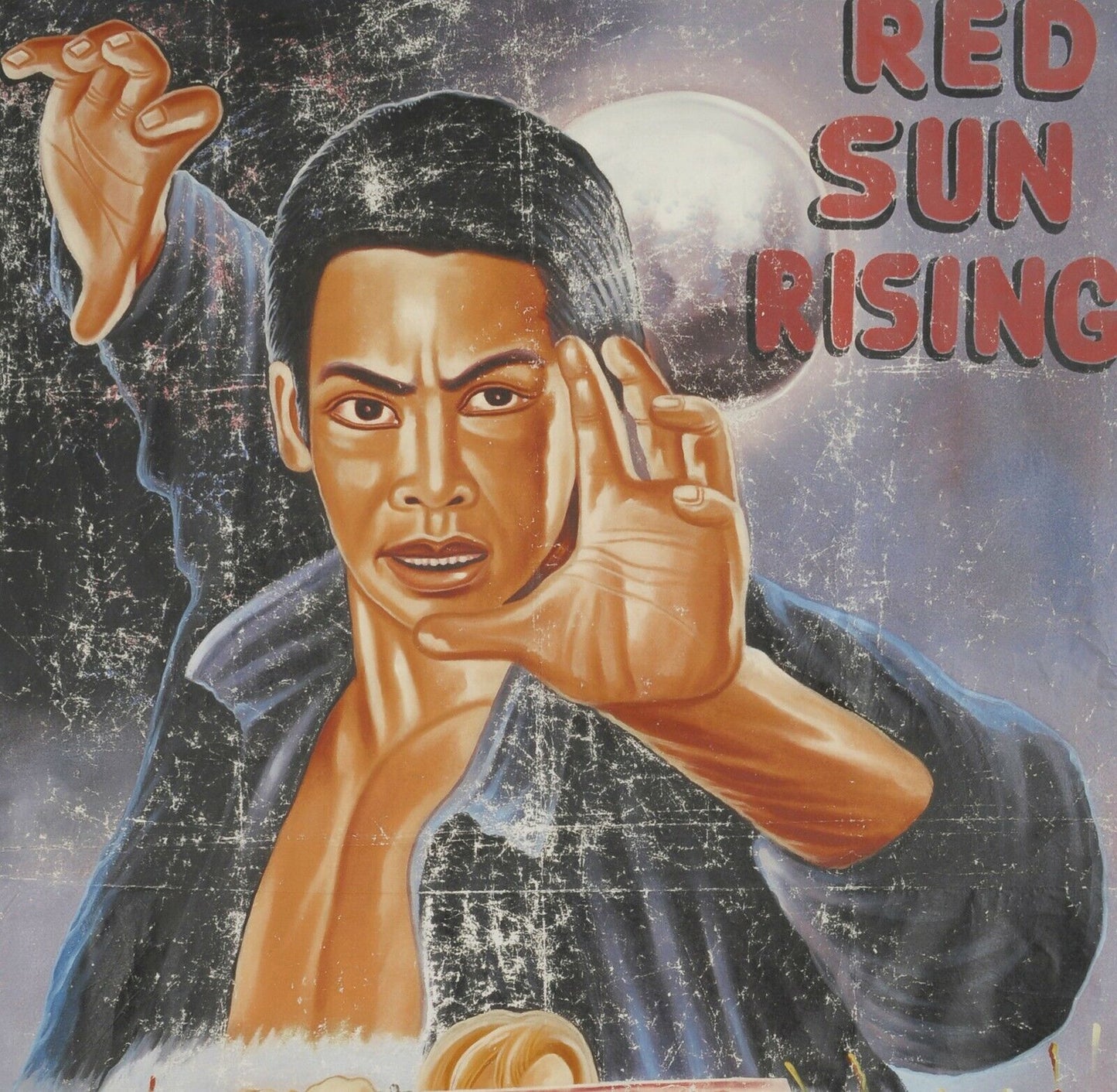 Dipinto a mano Poster cinematografico Sacco olio africano tela cinema Ghana Red Sun Rising - Tribalgh