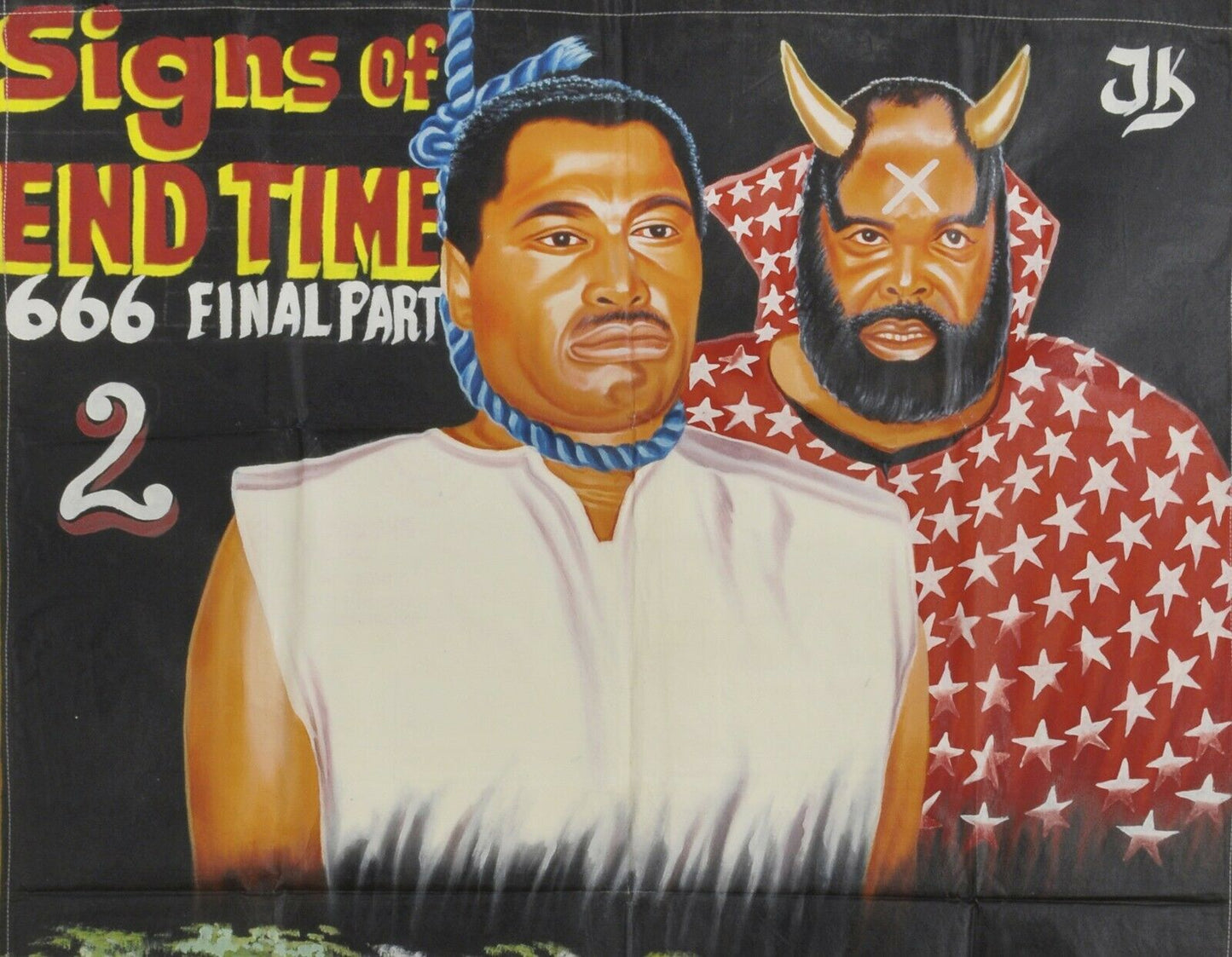 Cartel de cine de película Pintura al óleo africana de Ghana Pintura a mano Juju SEÑALES DEL TIEMPO FINAL - Tribalgh