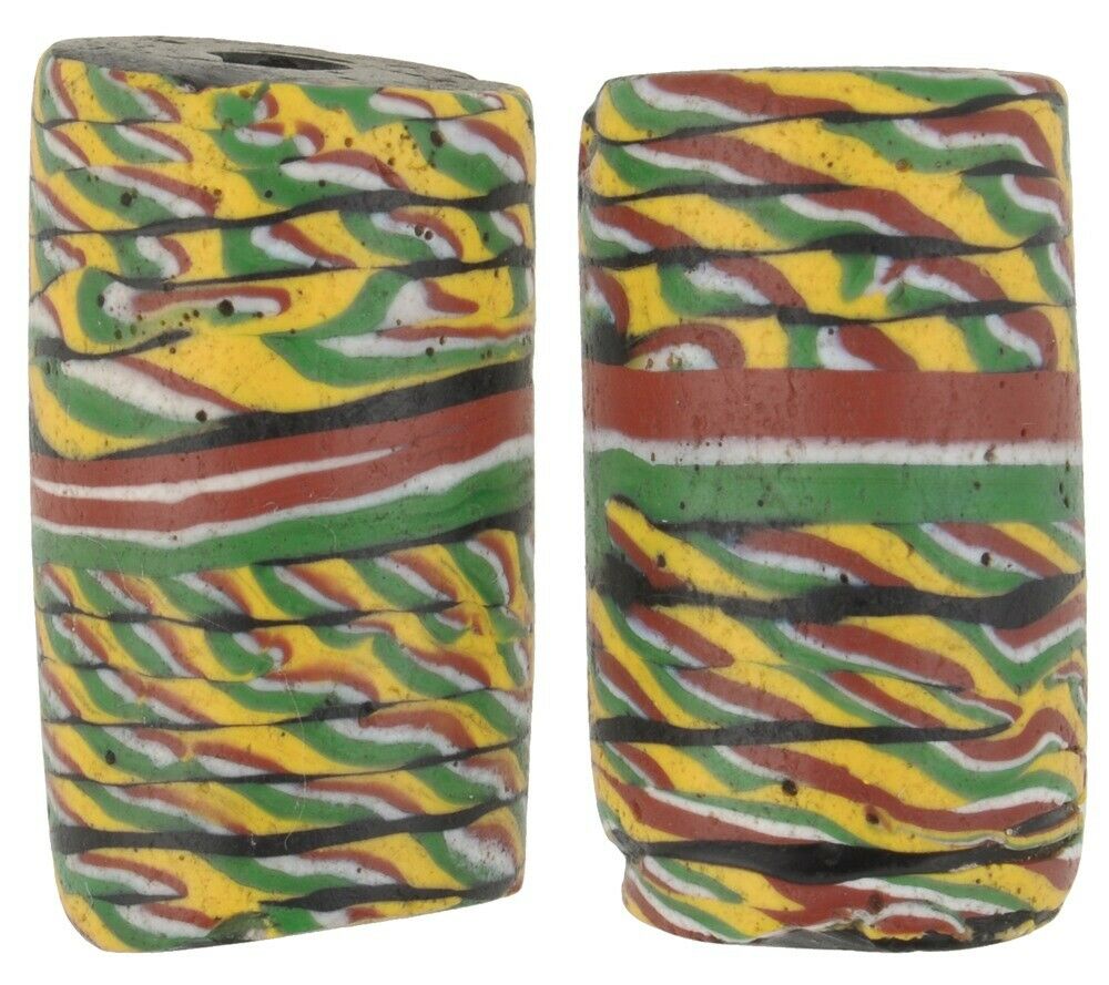 African Trade Beads Banded Kente Venetian Glass Beads Large Lampwork Ghana Trade