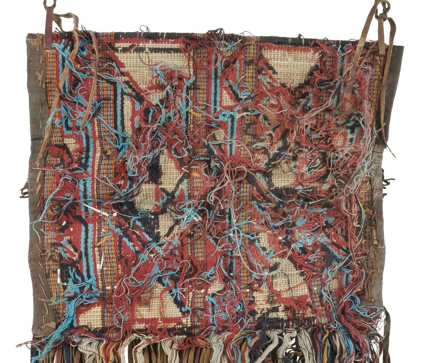 Old African Tuareg woven straw leather panel decoration Art Sahara Niger Mali - Tribalgh