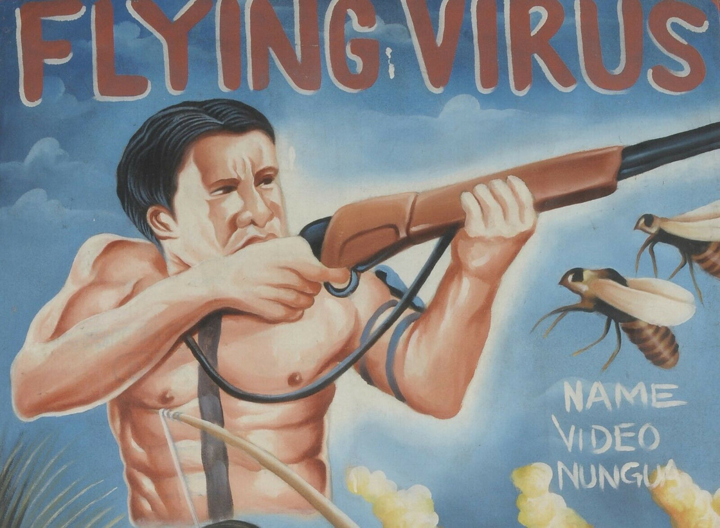 Ручная роспись Ганы плакат кино кино холст мешок муки искусства летающий вирус - Tribalgh