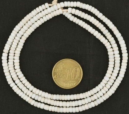 Old African trade Venetian glass beads tiny seed white tribal ethnic necklace - Tribalgh