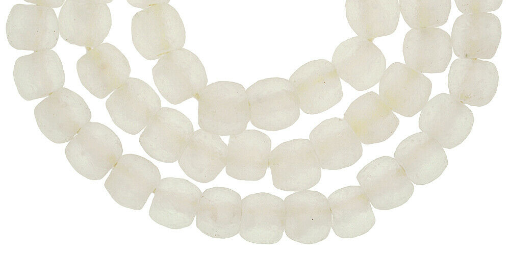 Powder glass beads recycled Krobo translucent ceremonial necklace African trade - Tribalgh