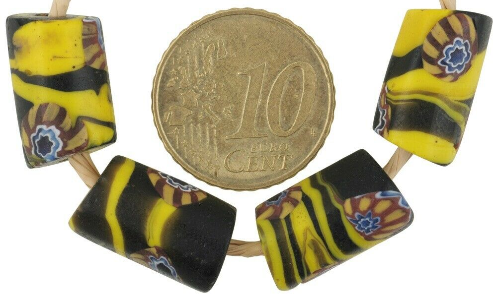 African trade beads antique Millefiori Venetian glass beads Murano mosaic Ghana - Tribalgh