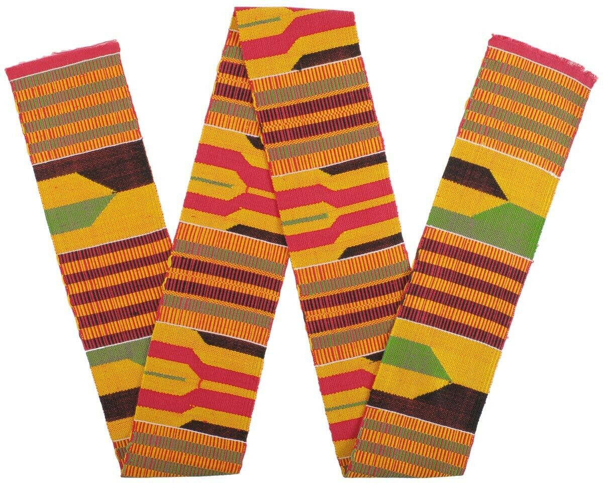 Ashanti Kente Ghana Handwoven cloth African scarf stole textile sash - Tribalgh