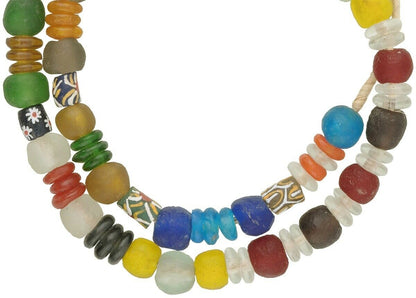 African trade powder glass beads recycled handmade Krobo jewelry necklace - Tribalgh