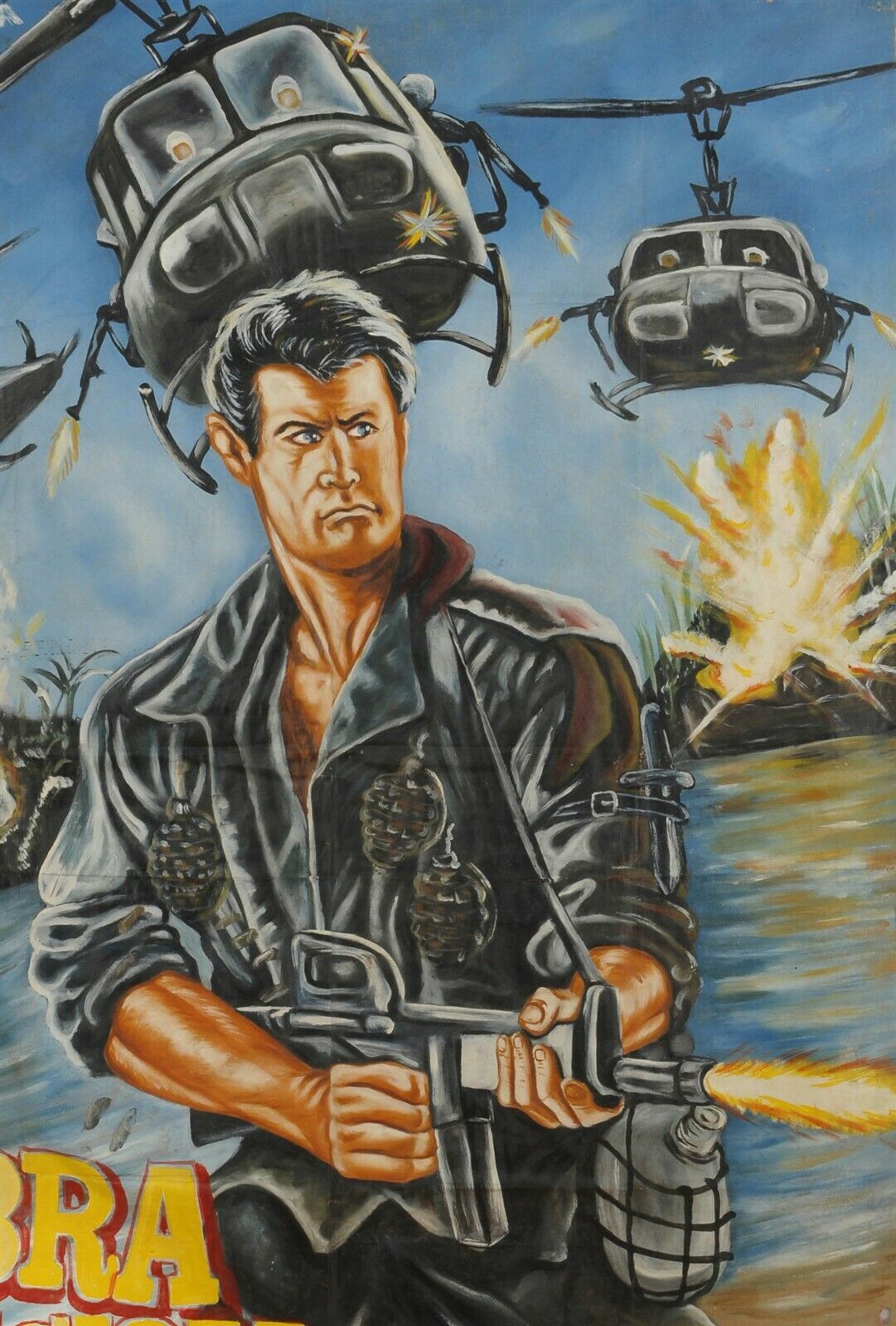 Ghana Movie poster African cinema Wall Art flour sack painting COBRA MISSION - Tribalgh