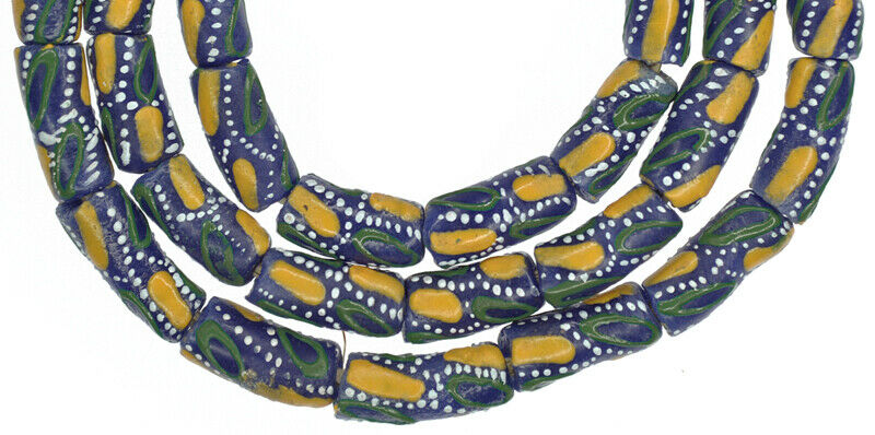 Powder glass recycled beads Krobo handmade ethnic tribal jewelry African trade - Tribalgh