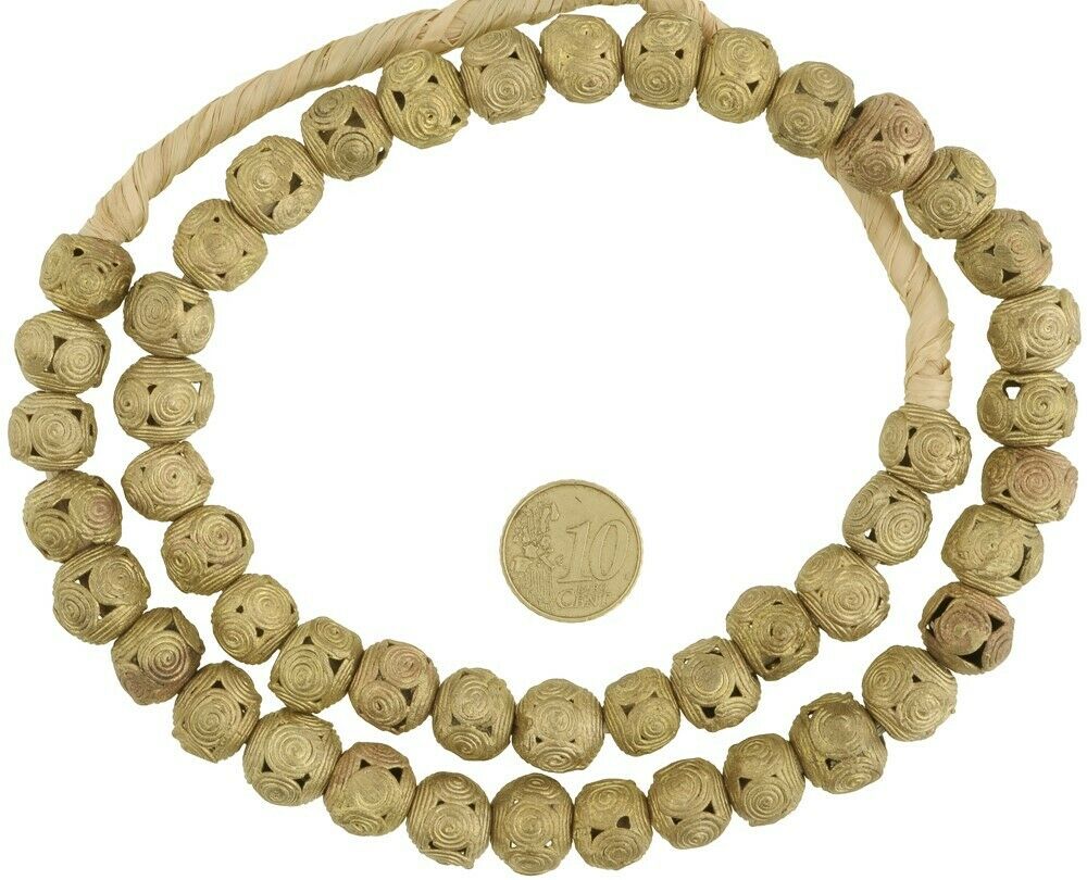 African handmade brass beads Ashanti / Asante Ghana bronze lost wax ethnic round - Tribalgh