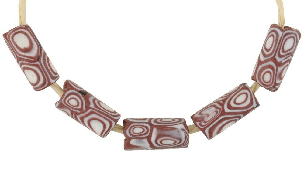 Old West African trade beads millefiori Venetian glass beads Murano mosaic - Tribalgh