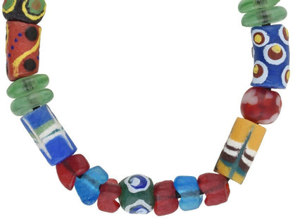 Recycled powder glass beads handmade Krobo stretched bracelet African trade - Tribalgh