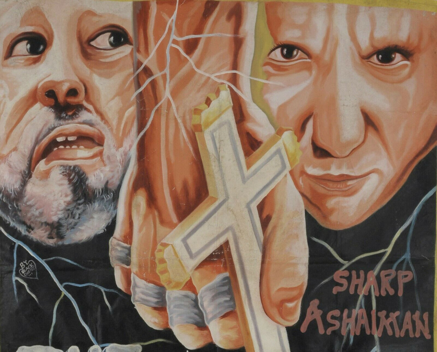 Αφίσα κινηματογράφου της Γκάνας Oil Paint ζωγραφισμένη στο χέρι Τέχνη με σάκο αλεύρου THE EVIL CRAVE - Tribalgh